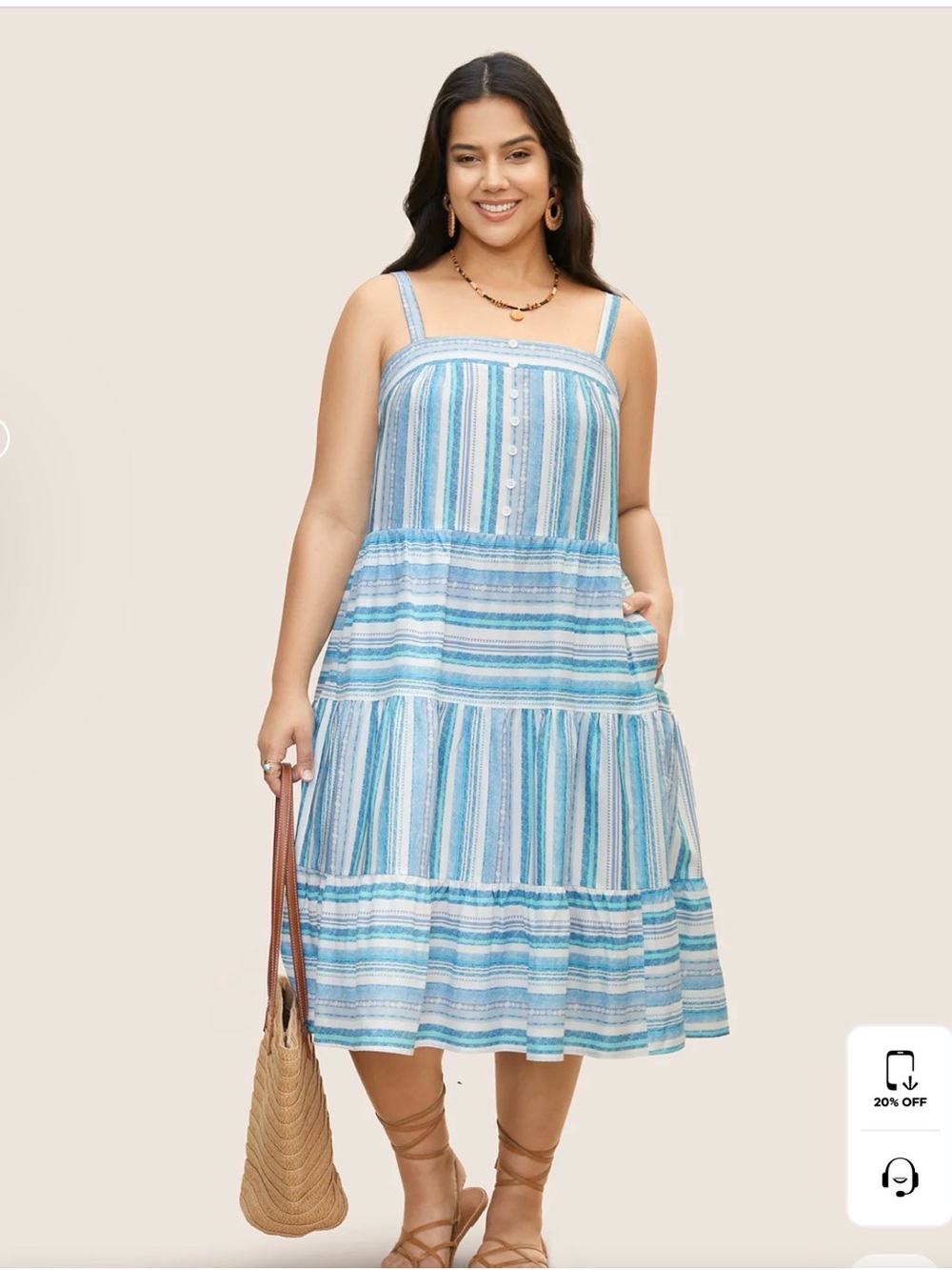 NWT BloomChic Light Blue Striped dress size 14-16